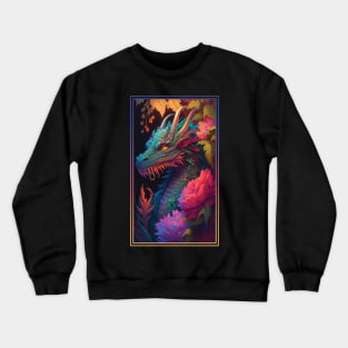 Dragon Vibrant Tropical Flower Tall Digital Oil Painting Portrait Crewneck Sweatshirt